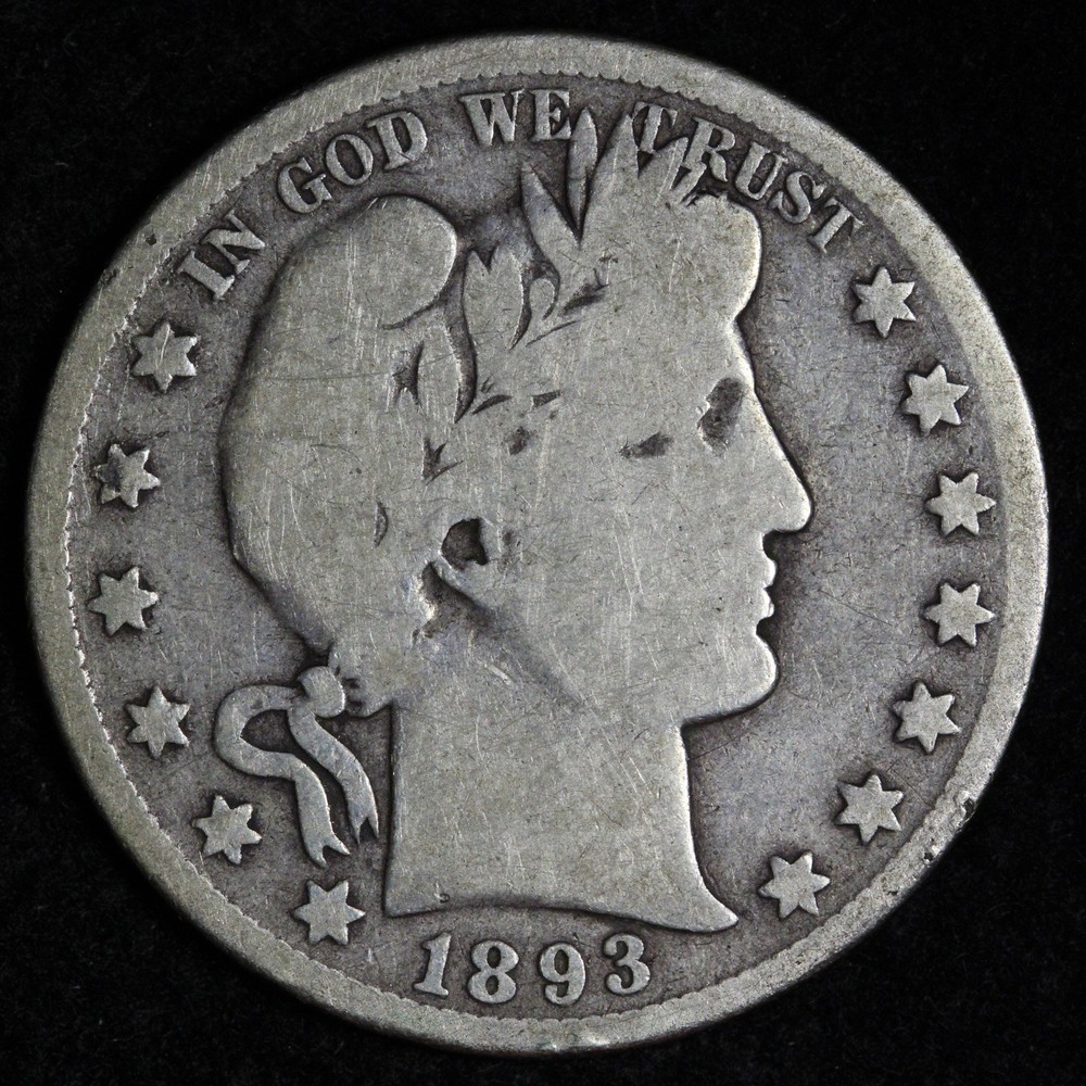 1893 Barber Silver Half Dollar VG E301 WGEW