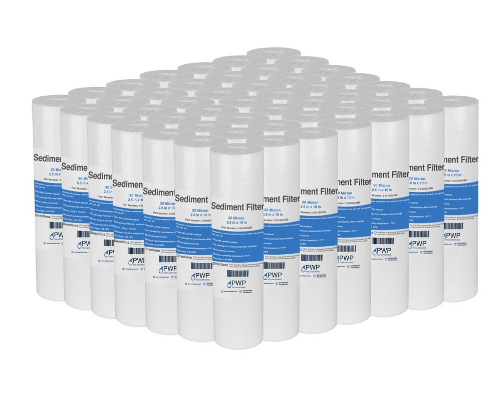 Sediment Melt Blown Water Filters 10x2.5" Standard 50 Micron 50 Pack