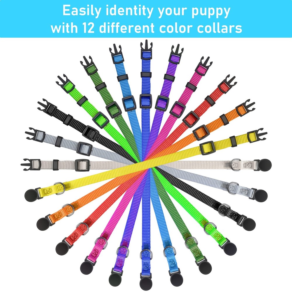 12 Pack Soft Nylon Puppy ID Collars Adjustable Breakaway