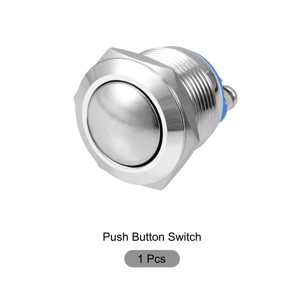 Push Button Switch - 5A / 19mm / Silvery / 1 Pcs