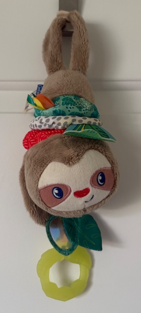 Infantino Sloth Musical Pull Down Sticky Hands Hangable Plush Stuffed Animal Bab