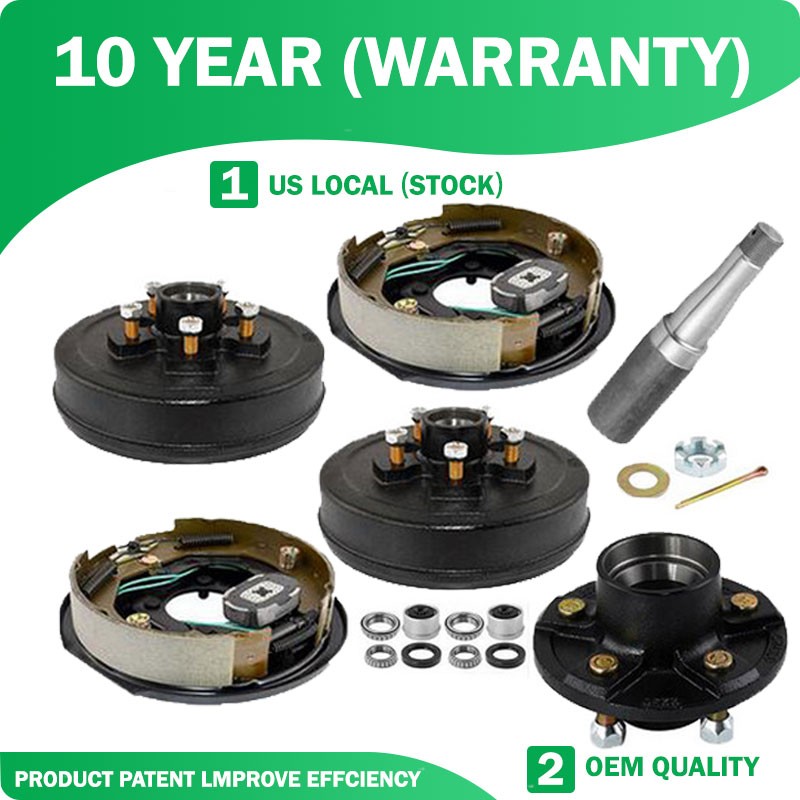New Electric Trailer Brake 10" x 2-1/4" & 5 on 4.5" Hub Drum Kit for 3500 lbs
