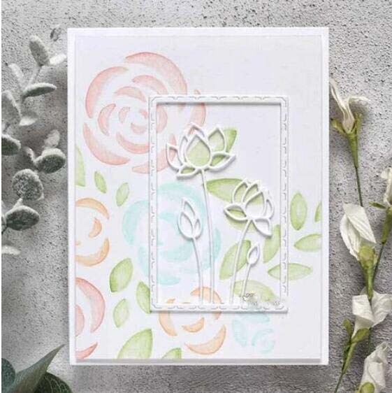 Metal Cutting Dies Flowers Rectangular Scrapbooking Frame Paper Craft Stencils