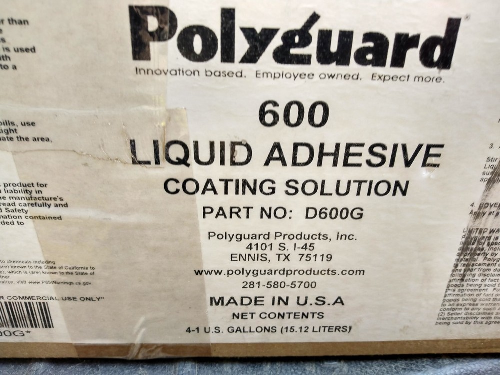 BOX OF 4 POLYGUARD 600 LIQUID ADHESIVE COATING SOLUTION PART# D600G