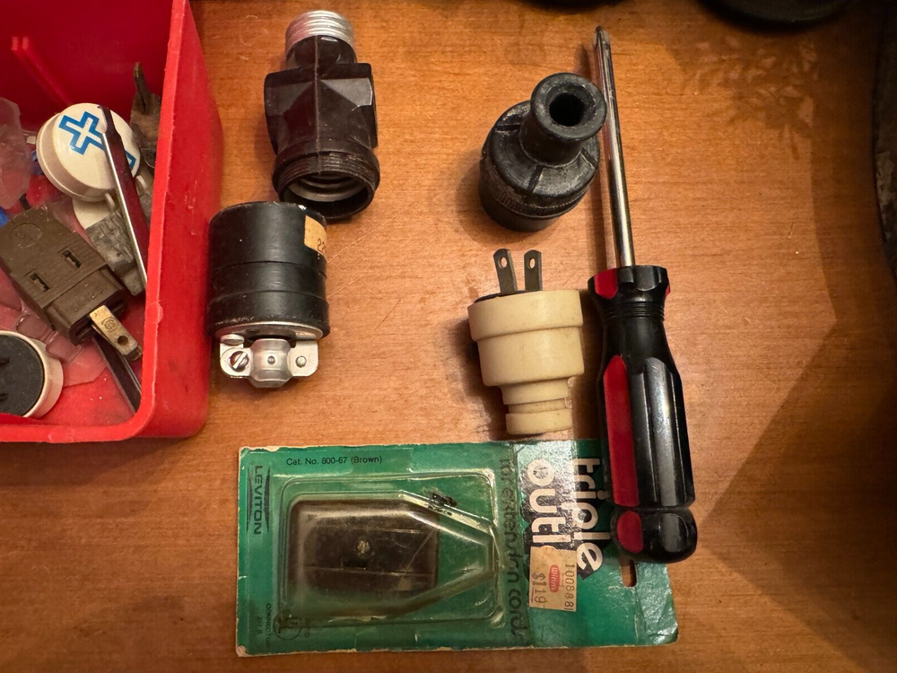 Tool box with some vintage items and other tools, lot