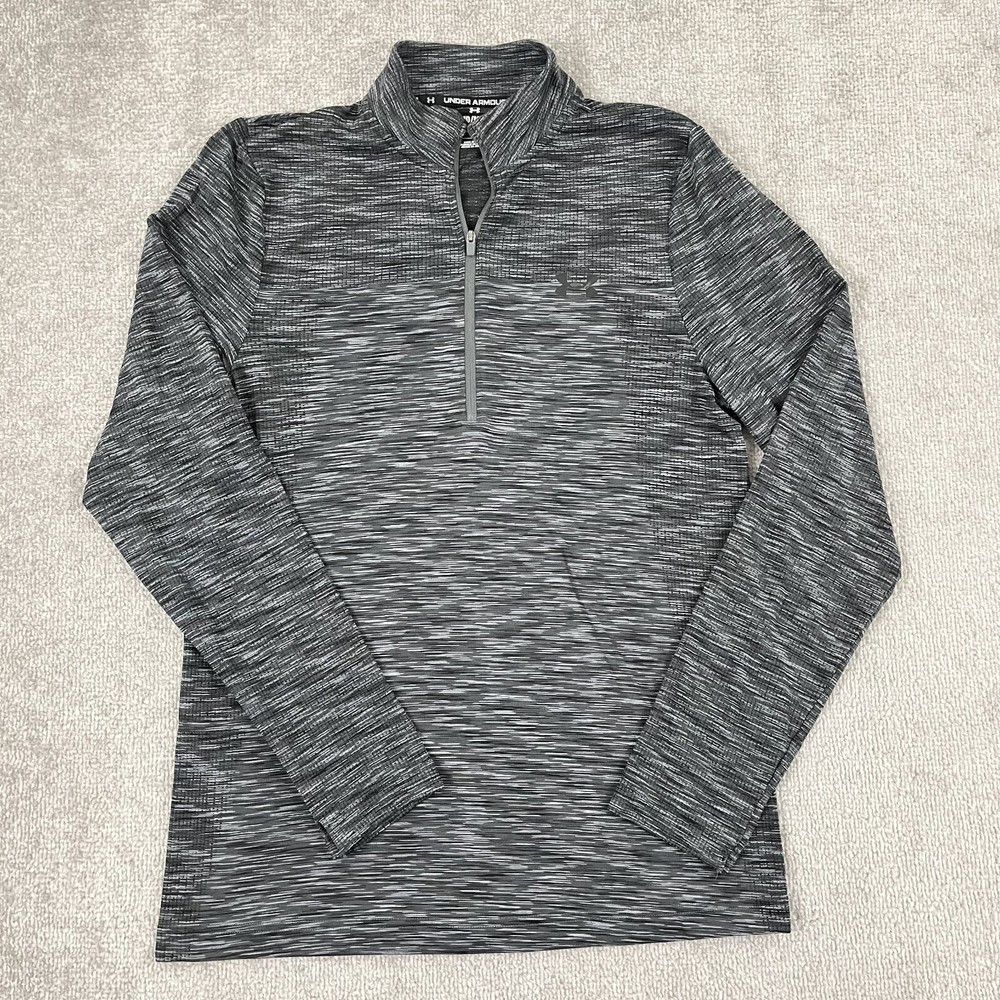 UNDER ARMOUR Pullover Mens Medium Fitted Heather Gray Golf Performance Stretch
