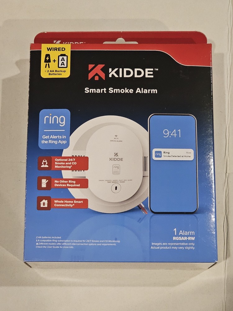 KIDDE Ring-Enabled Smart Smoke Detector, Wired, RGSAR-RW