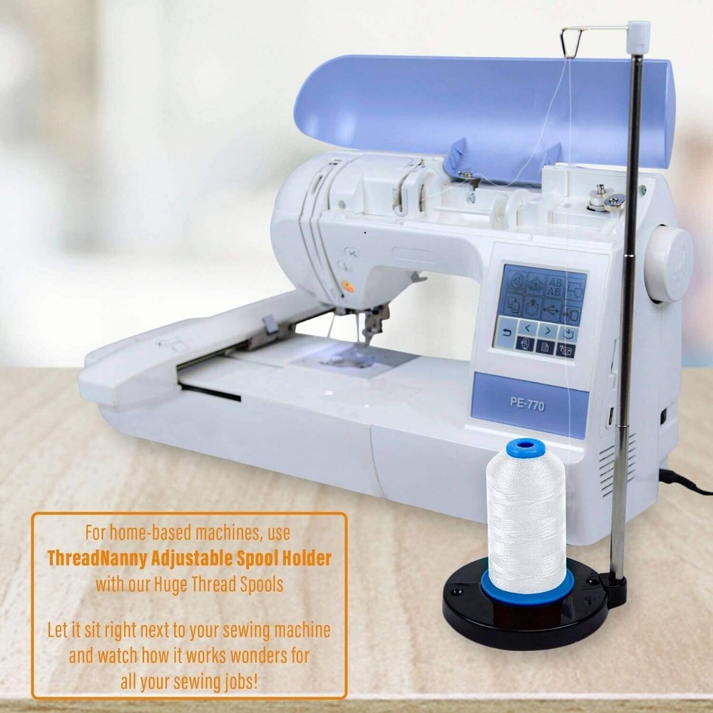 Huge Machine Embroidery Thread Black & White - Large Polyester Cones 5500 Yards