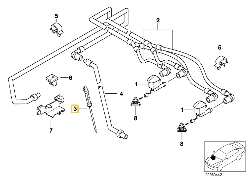 Windshield washer Level indicator for BMW E-39
