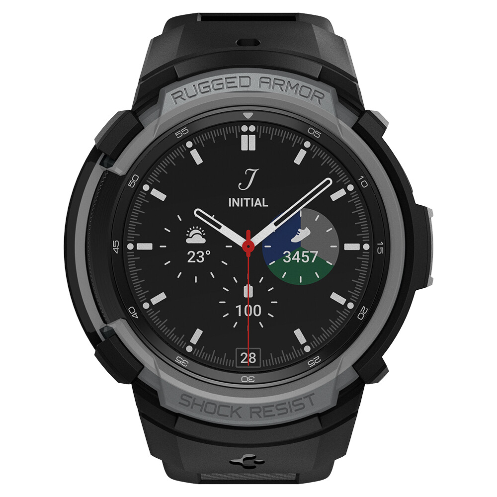 Galaxy Watch 4 Classic Case | Spigen [Rugged Armor Pro] Shockproof Slim Cover