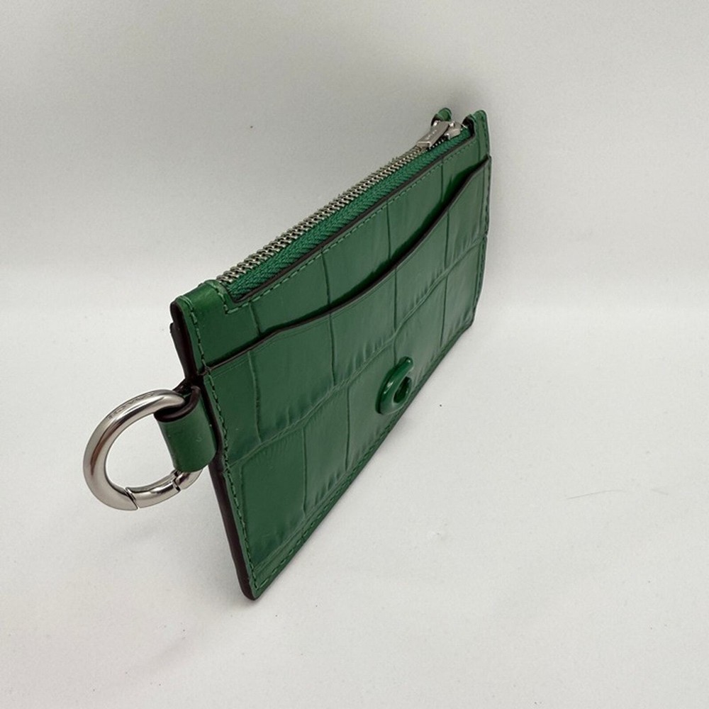 Coach Zip Card Case CW433 Crocodile-embossed leather