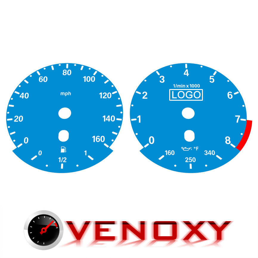 BMW E90 E92 335i MPH Blue Custom Gauge Faces E9x M-style + illuminated logo