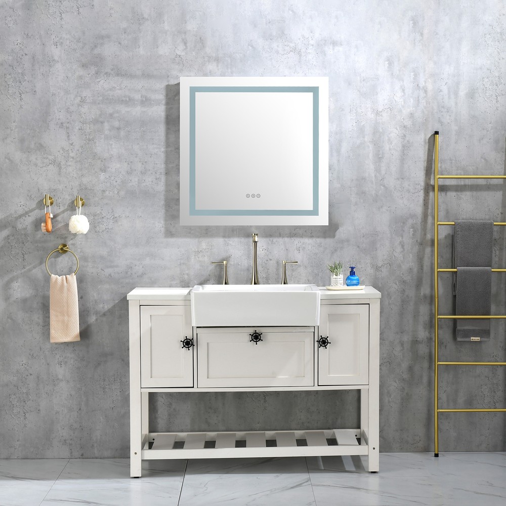 36x36in LED Bathroom Mirror with Frontlit Backlit Wall Mounted Vanity Mirror