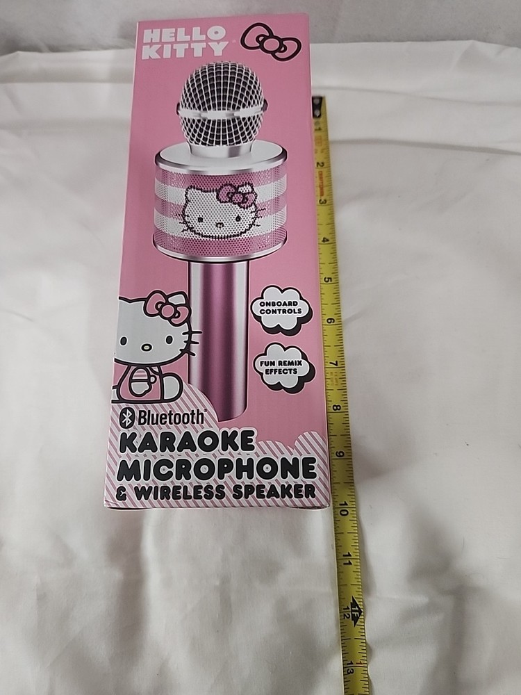 Hello Kitty Bluetooth Karaoke Microphone Wireless Speaker USB Charging Pink NIB