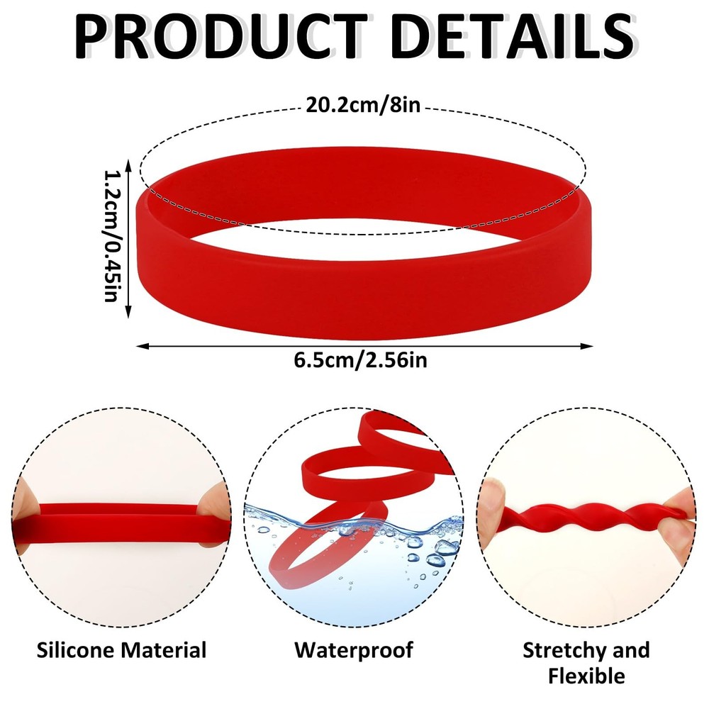 JUNEBRUSHS 24 Pcs Rubber Bracelets, Assorted Color Regular, Multicolor