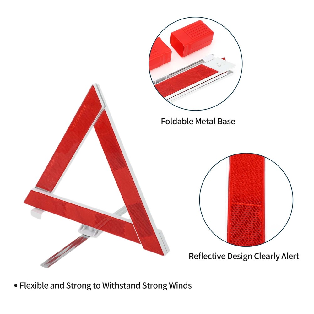Car Safety Warning Triangle w/ Storage Case Fold Up Car Warning Safety Triangle