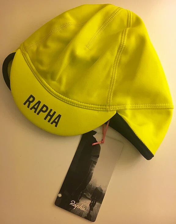 RAPHA PRO TEAM WINTER CHARTREUSE CYCLING HAT CAP OSFM FITS LIKE A SMALL MEDIUM