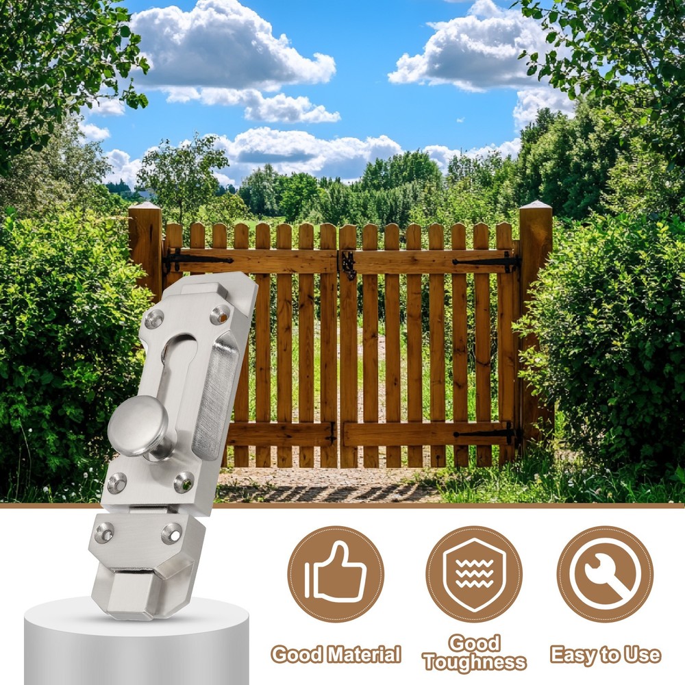 Barrel Bolt Latch, 2Pcs 4 Inch Security Slide Door Lock Latches, Silver
