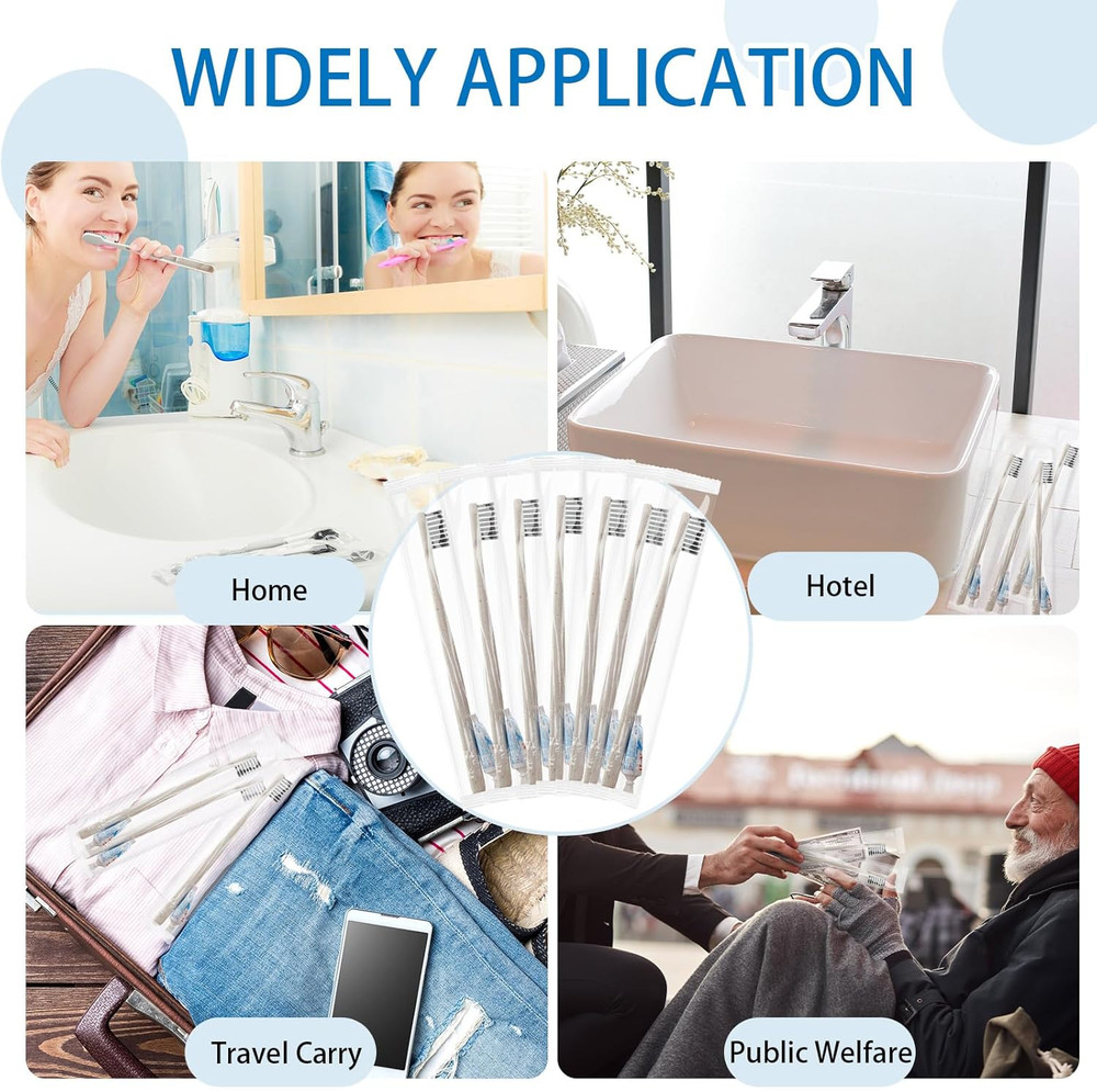 Uiifan 100 Sets Disposable Toothbrushes with Toothpaste Bulk Individually Wra.