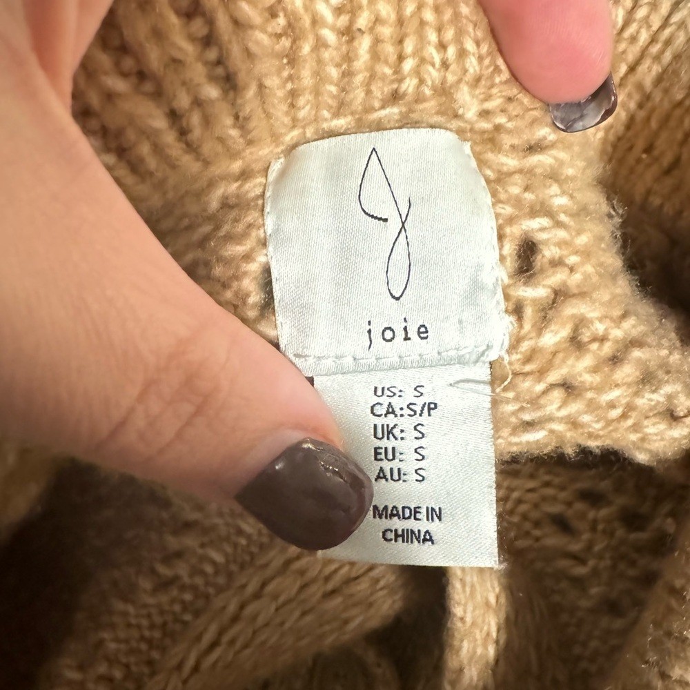 Joie Tan Collared Cable Knit Soft Cardigan