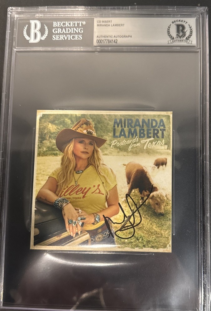 Miranda Lambert SIGNED CD Insert “Postcards From TX”- Beckett BAS Encased Slab