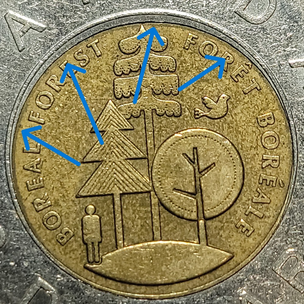 ERROR 2011 Boreal Forest Off-Centre Core CANADA 2 Dollar Toonie T225
