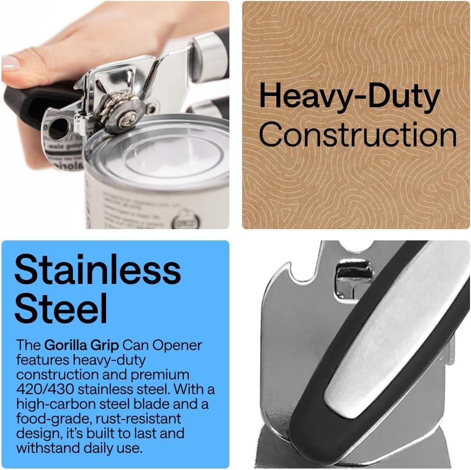 Oversized Handheld Can Opener with Soft Touch Handles and Rust Free Blade