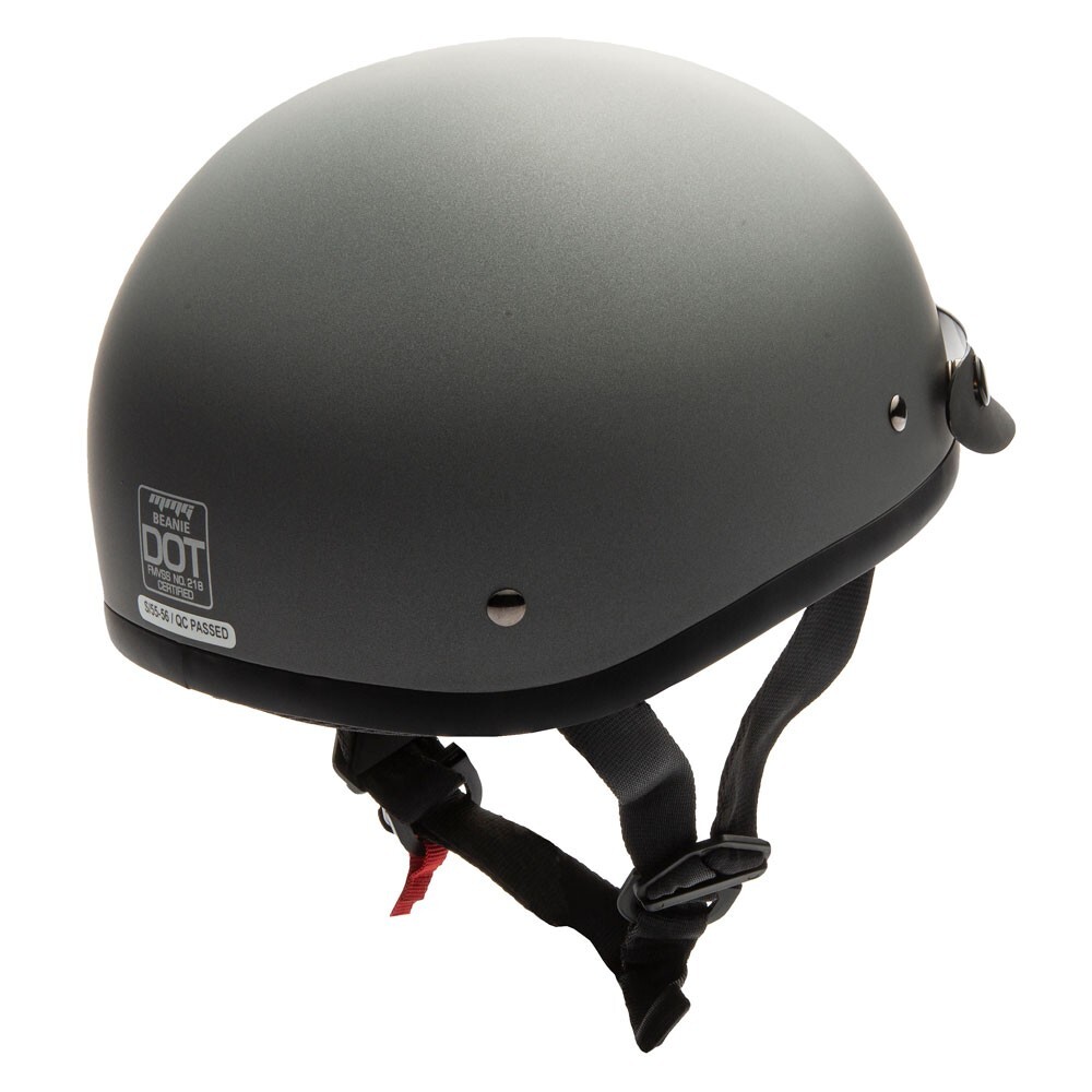 MMG Helmets Half Skull Cap Motorcycle Helmet - DOT – Flat Matte Grey (XL)