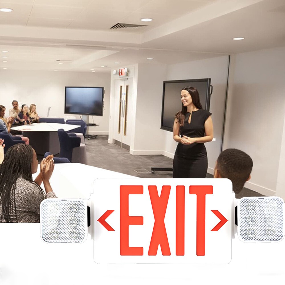 2 Pack Red LED Exit Sign, UL Emergency Light - Dual LED Lamp ABS Fire Resistance