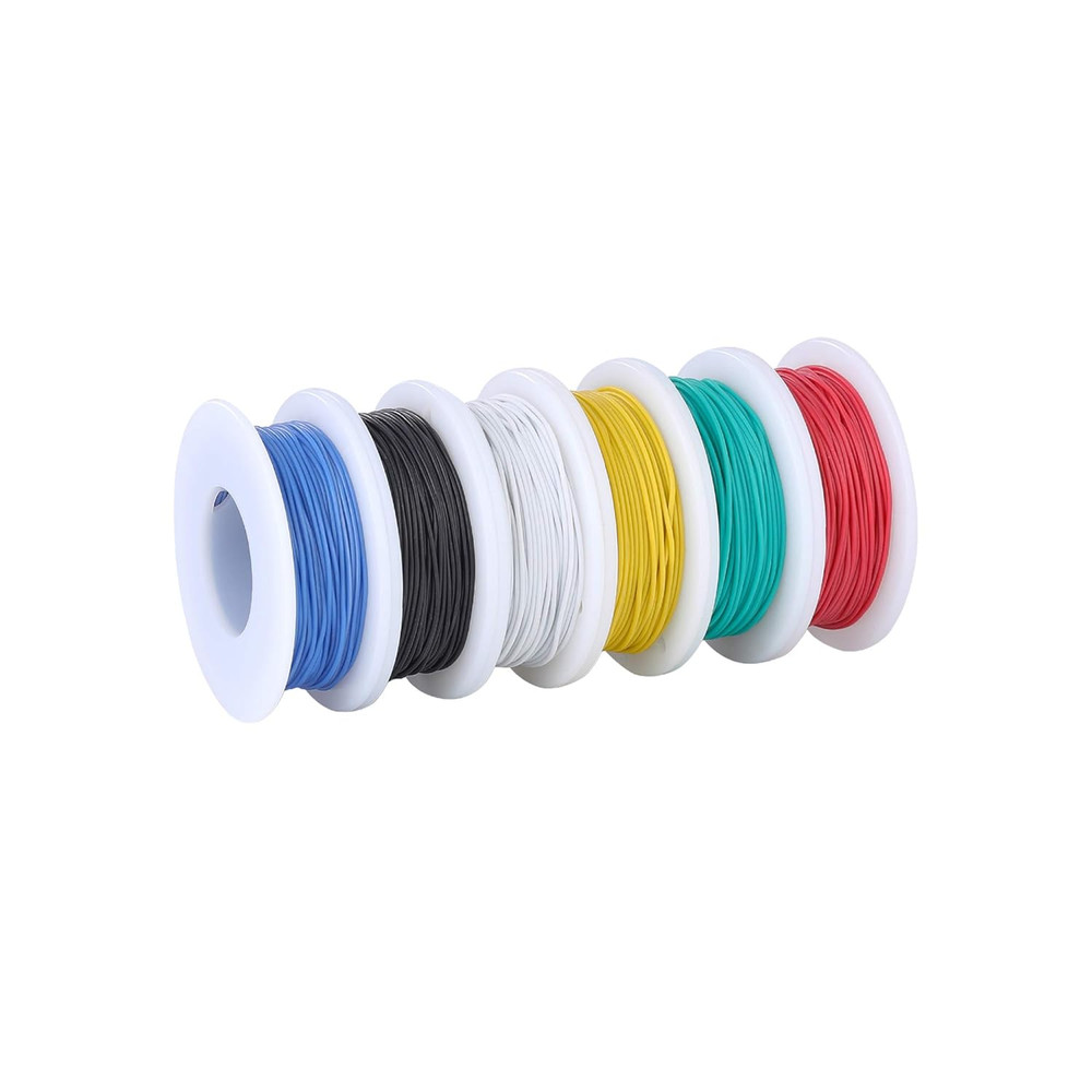 28 Awg Wire Solid Core Hookup Wires-6 Different Colored Jumper Wire 50 Ft Each,