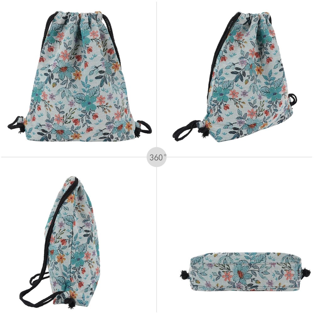 Van Caro Bohemian Drawstring Backpack Light Cinch Bag Gym Sack String Bag