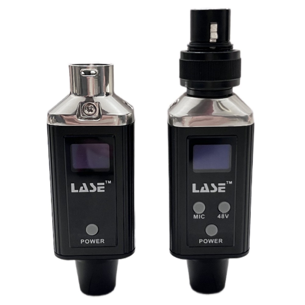 LASE UHF Wireless Microphone System XLR Mic Adapter 48V Transmitter & Receiver