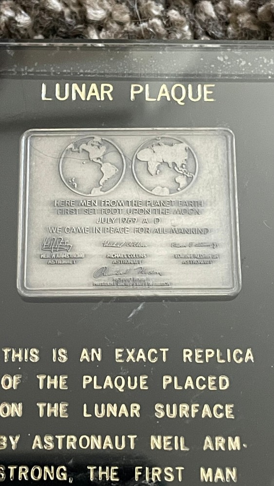Apollo 11 silver Lunar Plaque in case