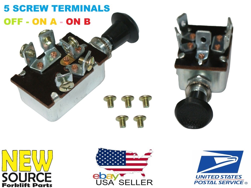 TRACTOR HEADLAMP PUSH PULL LIGHT SWITCH 3 POSITION 5 SCREW TERMINALS TO004