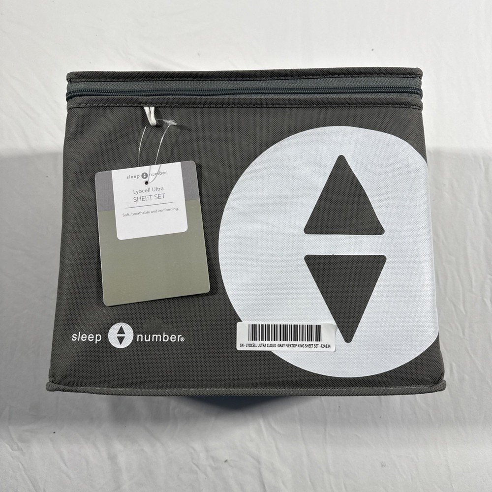 Sleep Number Lyocell Ultra Cloud Gray Flex top King Sheet Set
