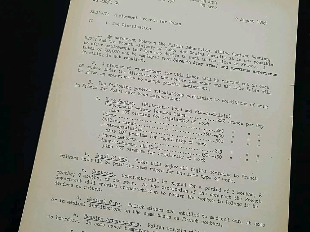 1945 Germany WWII US Army War Military Document Work Programs for Polish Poland
