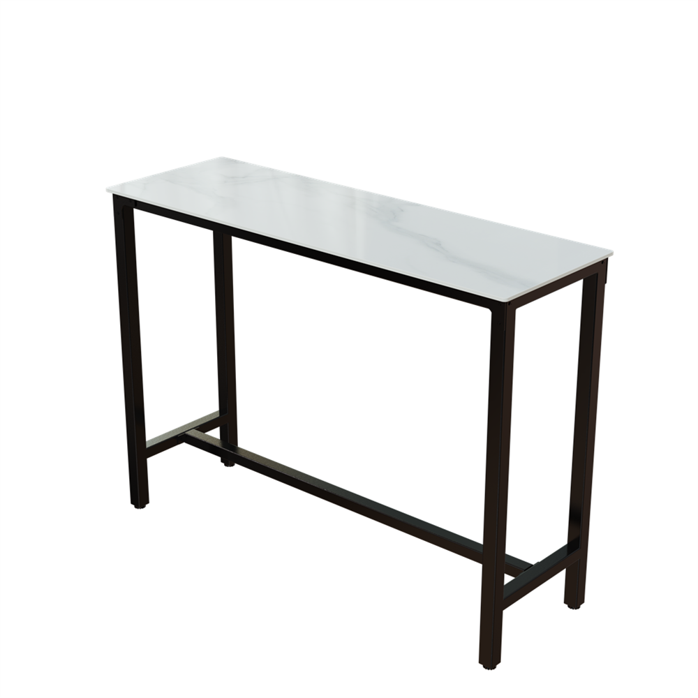 Extra Long Kitchen High Bar Table Narrow Rectangular Coffee Pub Table Marble Top