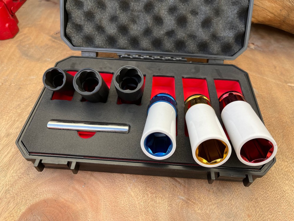 7pc Thin Wall Deep Impact Lug Nut & Twist Socket Set Bolt Extractor Stripped Nut