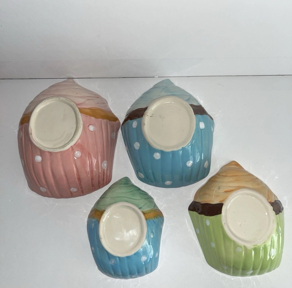 Cupcake Ceramic Nesting Measuring Spoons And Measuring Cups 4 Sizes Available
