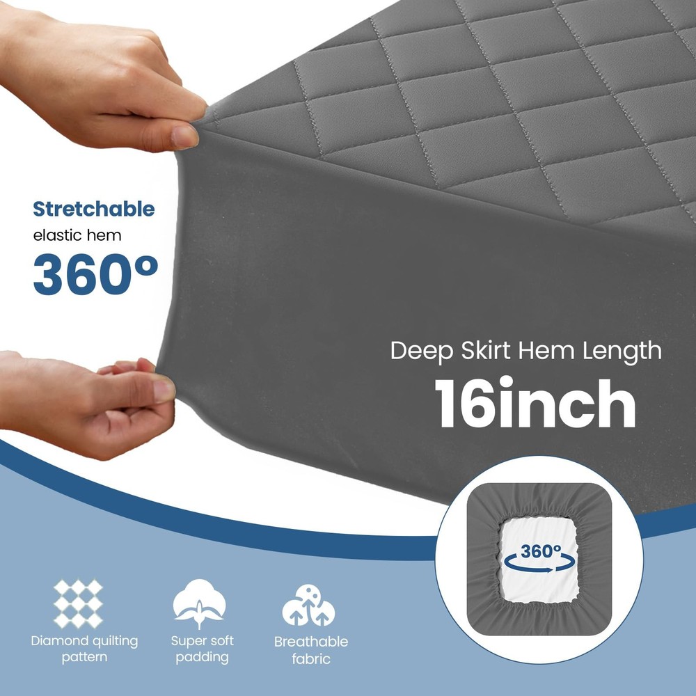 Queen Mattress Protector,Waterproof Mattress Protector Fitted Up to 16" Deep ...