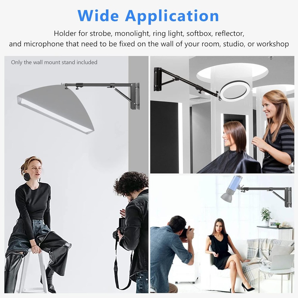 Ring Light Wall Mount with Triangle Base, 51Inch/130Cm Length Adjustable Support