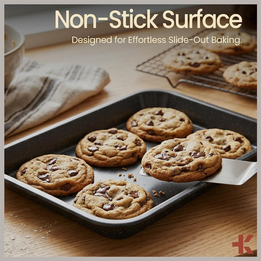 Bakken 4-Piece Bakeware Sets, Nonstick Carbon Steel Baking Sheet, Stackable Spac