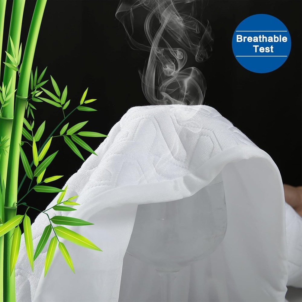 Breathable Cooling King Mattress Protector - Deep Pocket, Machine Washable