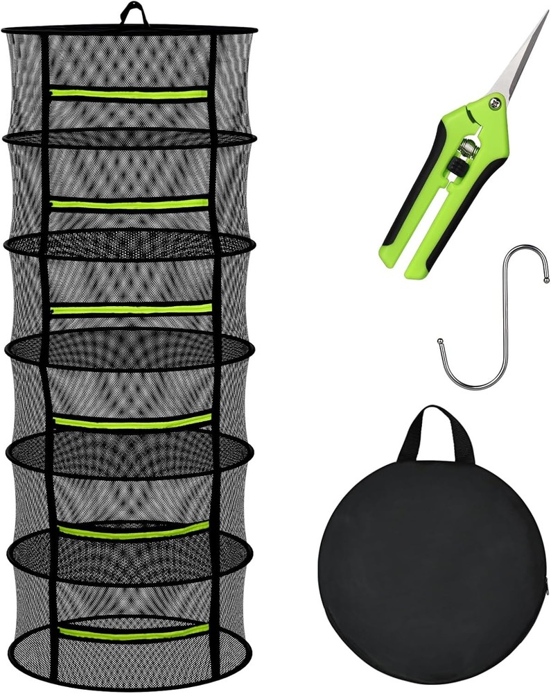 Herb Drying Rack Hanging-4 Layer Plant Drying Rack Bud Drying Net,Foldable