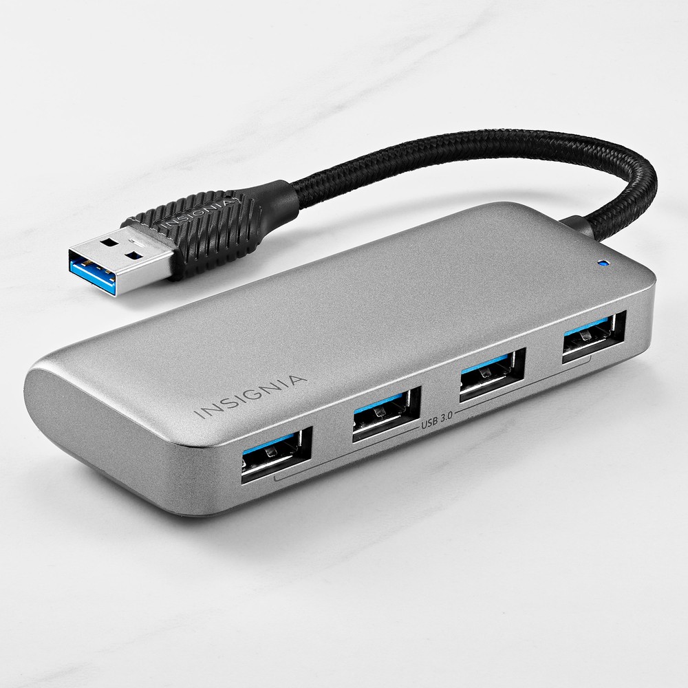 Insignia- 4-Port USB 3.0 Hub - Gray