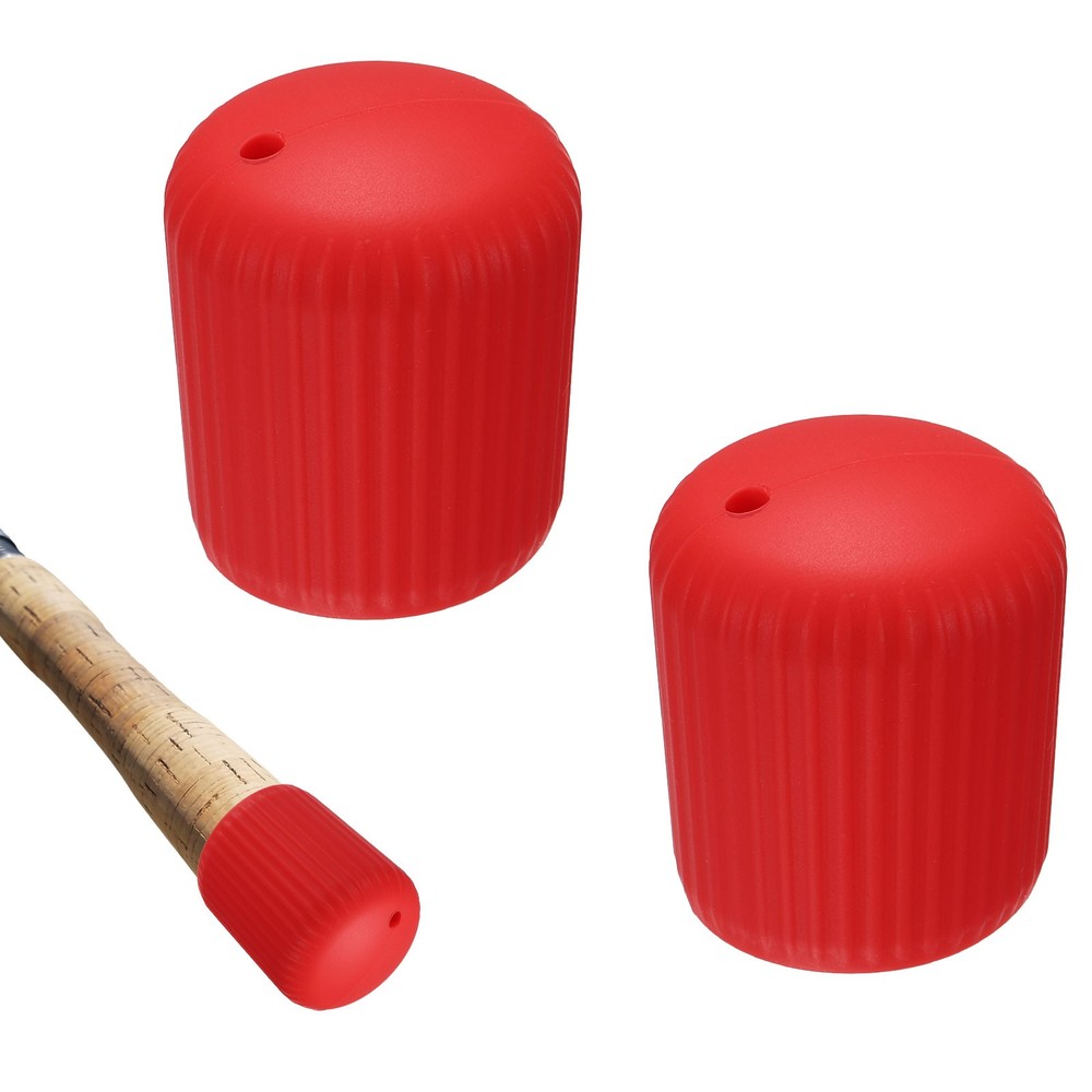Fishing Rod Butt Cushion, Cap End Protector 2 Pack & 1 Size & Silicone & Red
