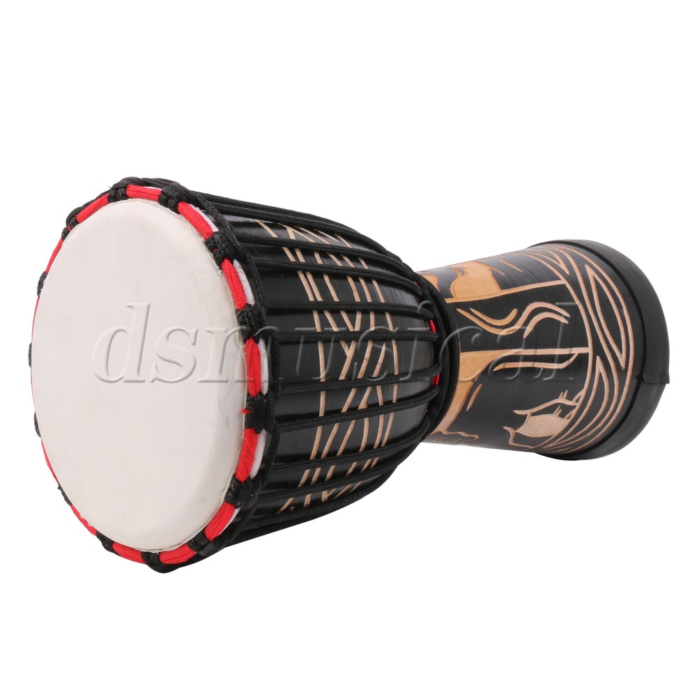Black Elephant Pattern Djembe Drum Percussion Instrument for Beginner 8"