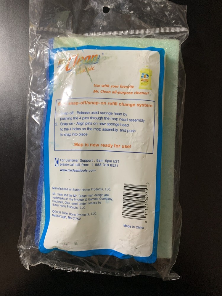 Mr Clean Classic Sponge Mop Replacement Refill with Scrubber No. 4130