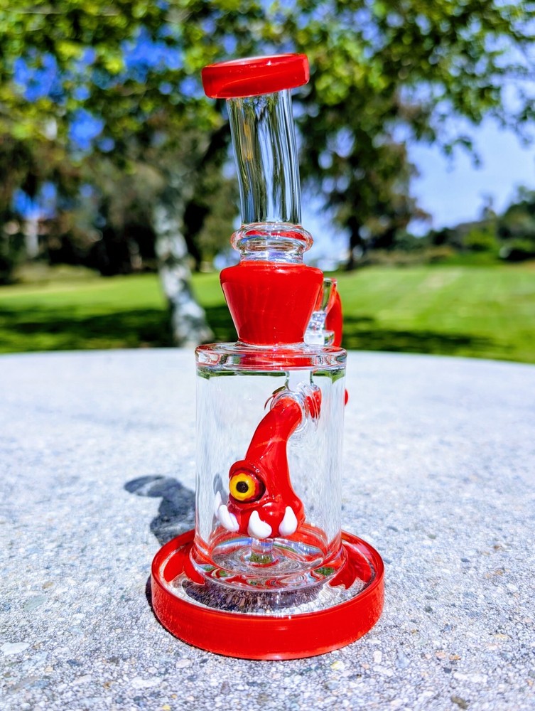 8" Cherry Cyclops Bong With Screen Filter Bowl Premium Quality Water Pipe Hookah