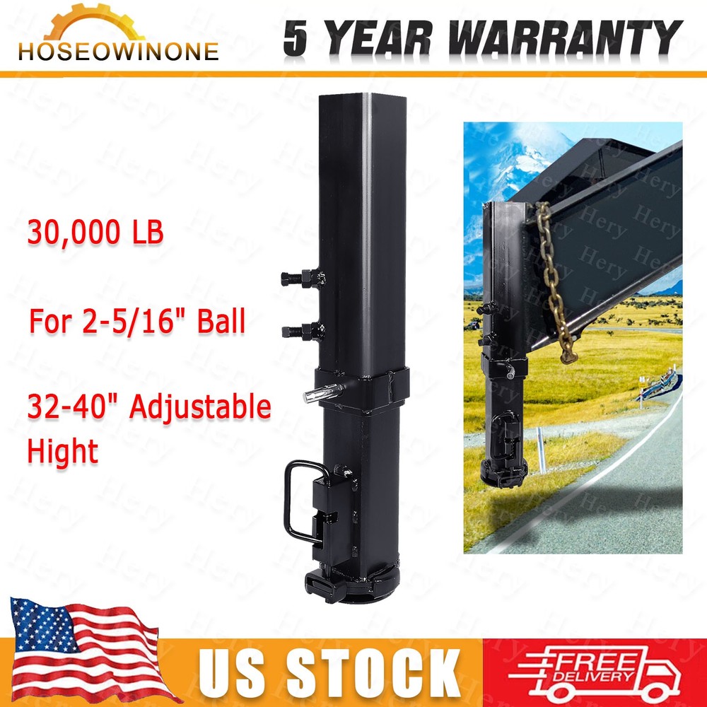 32-40" Adjustable 30000LBS Gooseneck Coupler Towing Trailer Hitch Square 2-5/16"